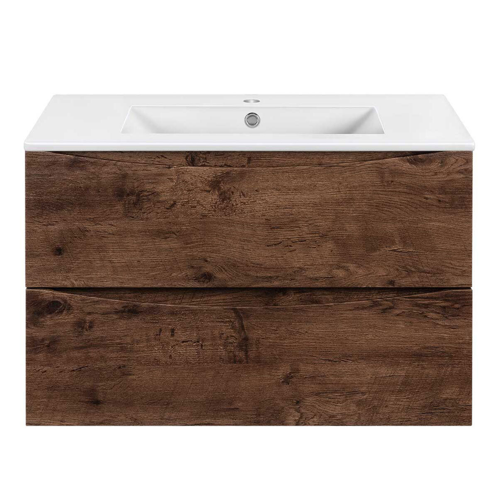 Тумба под раковину Vincea Mia Slim 800 подвесная, 2 выкатных ящика soft close, R.Wood