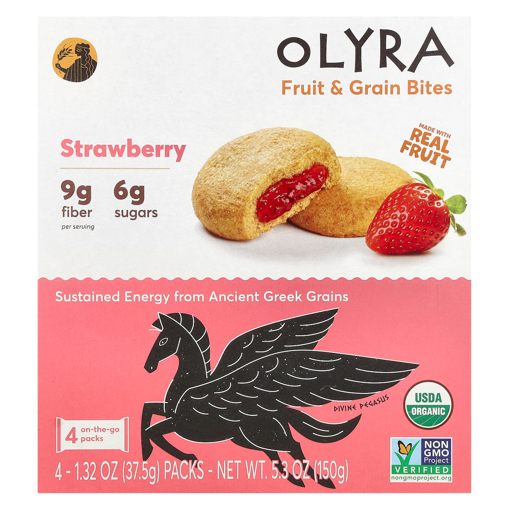 Olyra, Fruit & Grain Bites, клубника, 4 упаковки по 37,5 г (1,32 унции)
