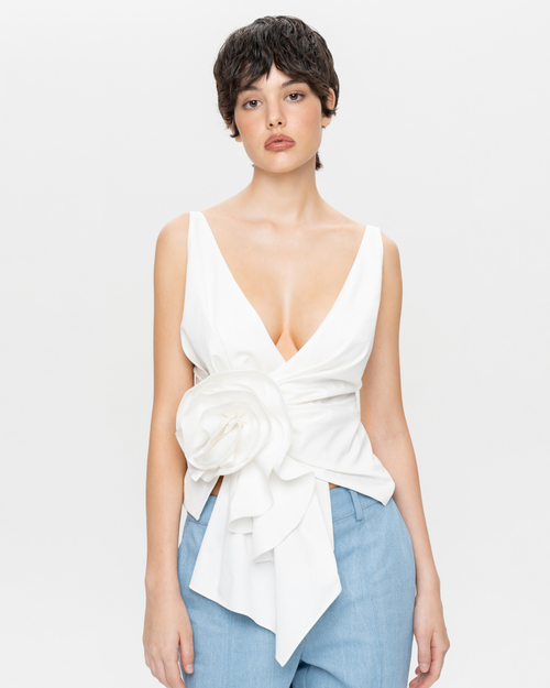 Драпированный топ из хлопка с розой