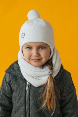 Комплект Шапка вязаная + снуд (Молочный) БУБА