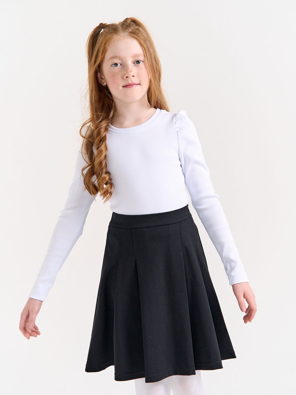 Юбка со складками "Черная" 7+
