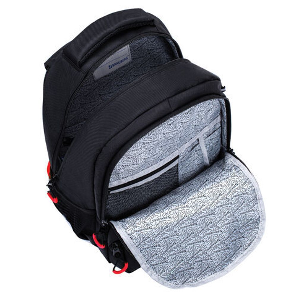 Рюкзак BRAUBERG FORCE, 2 отделения, 5 карманов, "Bright red", 39х28х17 см, 273154