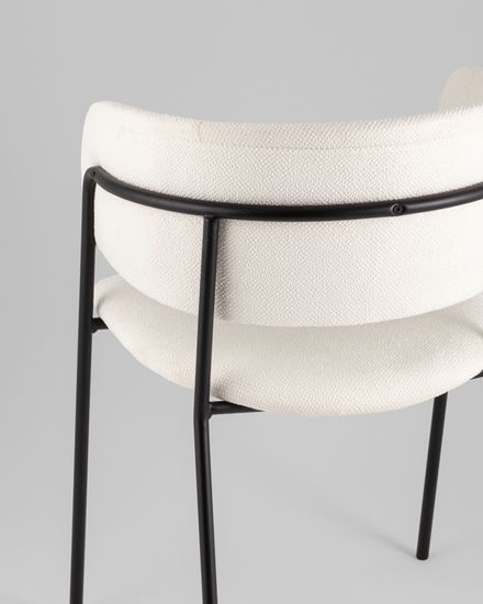 Кресло Нэлли New буклированный велюр белый, черные ножки металл