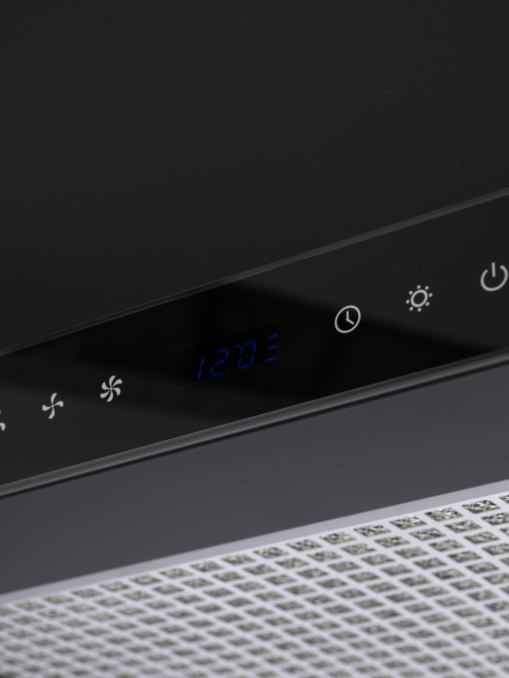 Вытяжка кухонная MACBI Perfa-60G-S/S (BLACK) черный, D150мм, 1200м3/ч, полновстраиваемая, мотор 230Ватт, стекло 60см, сенсорное управление + управление жестами, освещение светодиодное 5W