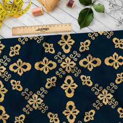 Ткань оксфорд 600 золотой Милитари на синем