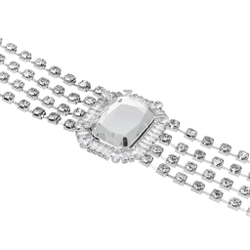 Колье-люкс, чокер, полосы цирконов, центральный прямоугольный камень