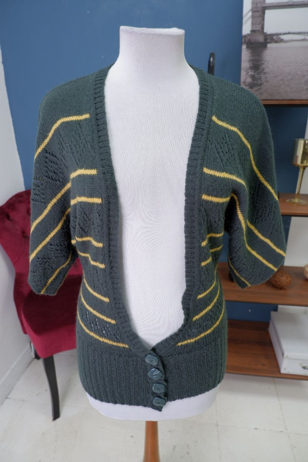 Кардиган Adilisik в желто-зеленую полоску 44-46 размер