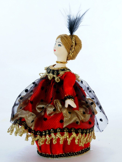 Кукла шкатулка Дама в маскарадном костюме. Коробочка для украшения