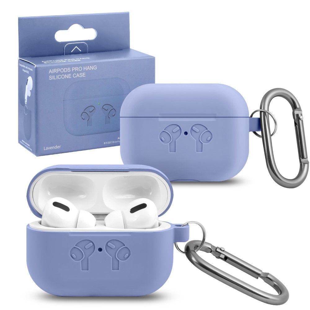 Чехол для AirPods Pro Hang Silicone HF (Lavender) с карабином