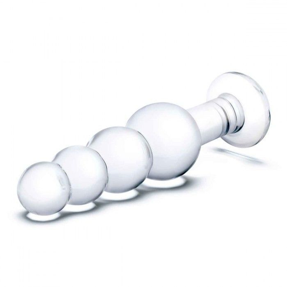 Прозрачная анальная пирамида 7,25" Beaded Butt Plug - 17 см.