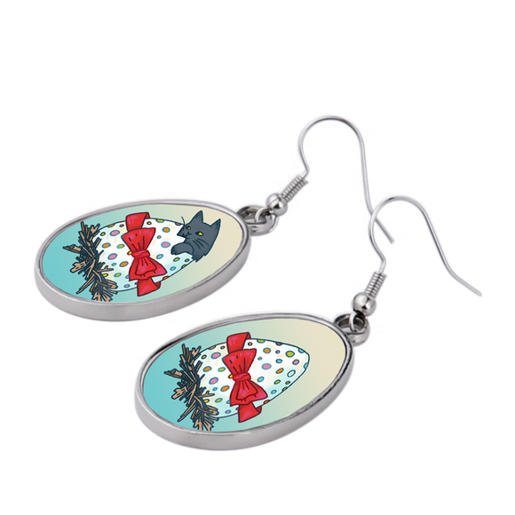 Серьги "Котик пасхальный с бантиком"