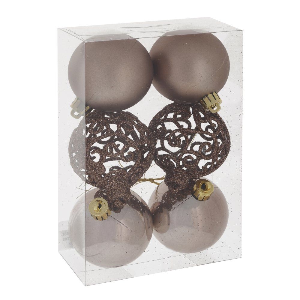 GAEM Набор из 6шт Украшение новогоднее Шар "Вензель шоколадный", D6 см, L6 W6 H7 см