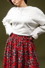 Юбка из штапеля, крупные красные тюльпаны