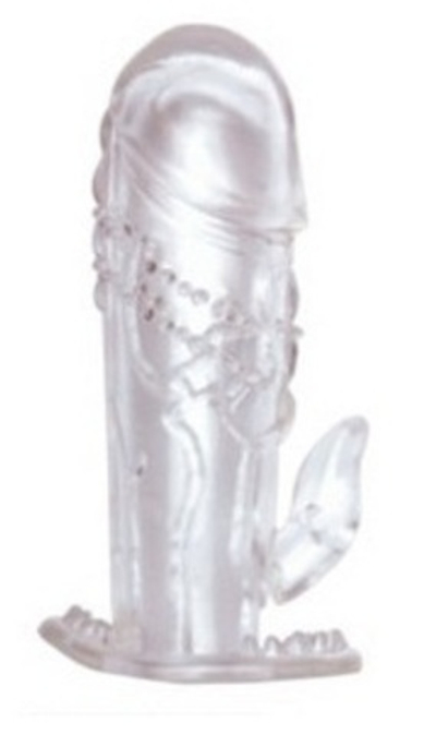 Насадка на фаллос с усиками и отростком для стимуляции клитора