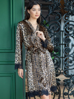 Соблазнительный халатик с леопардовым принтом (Размер: XL) (Цвет: леопард)