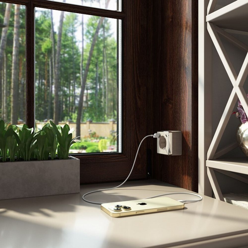 Розетка с заземлением и со шторками и USB Werkel Gallant (шампань рифленый) W5071710