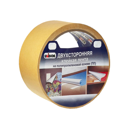 Клейкая лента двухсторонняя UNIBOB 50мм х 25м (полипропилен)