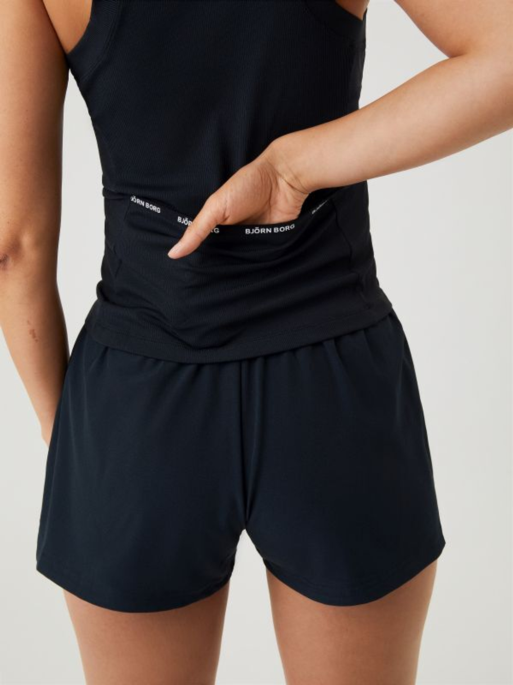 Женский топ теннисный Björn Borg Ace Rib Tank Pocket - black beauty