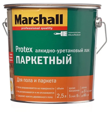 Лак паркетный глянцевый Marshall PROTEX (2,5л)