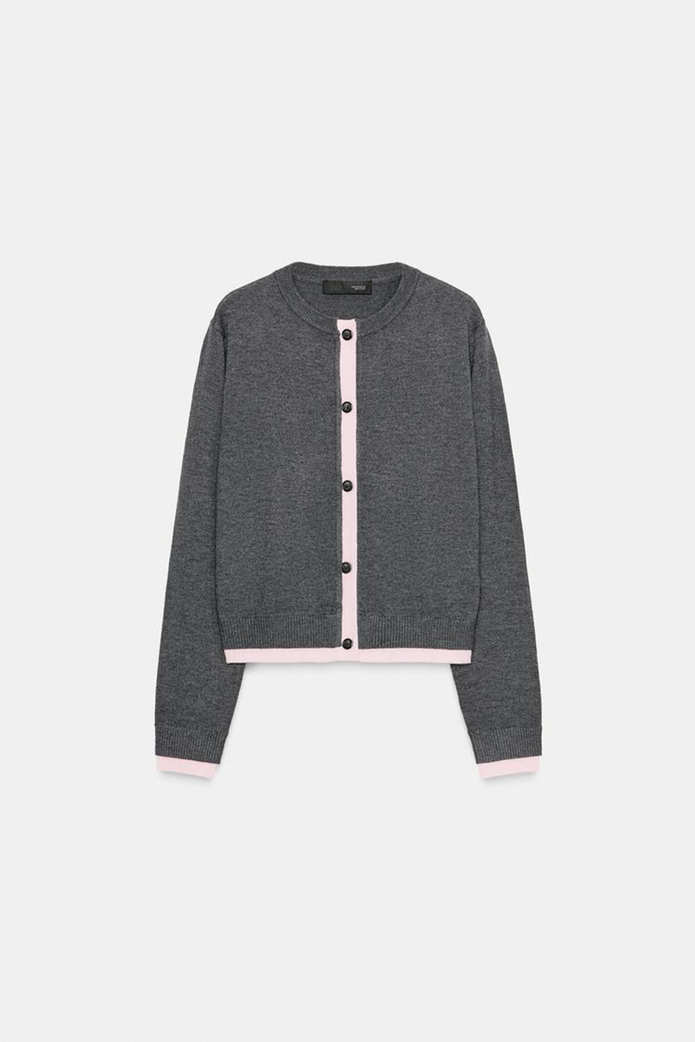 ZARА КОМБИНИРОВАННЫЙ КАРДИГАН, СЕРЫЙ МЕЛАНЖ