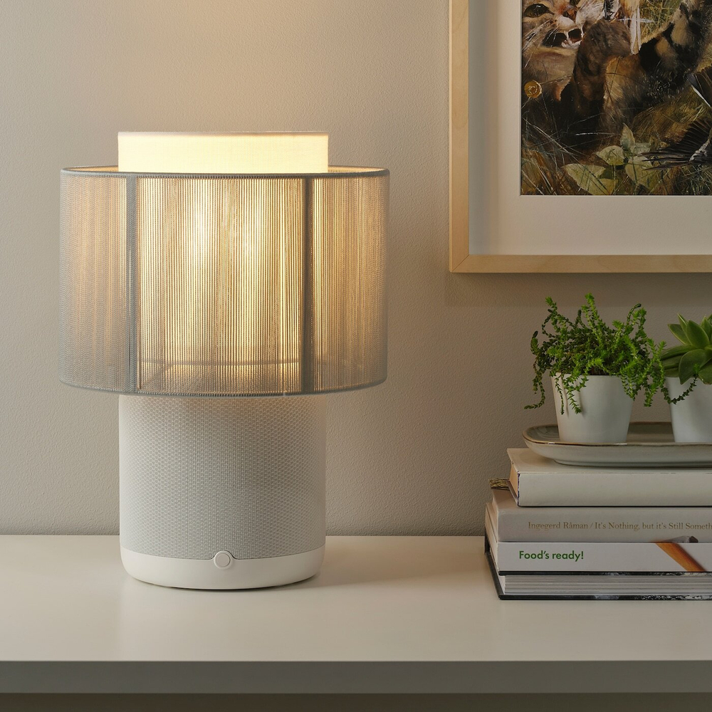 IKEA SYMFONISK  (ИКЕА СЙМФОНИСК)  -  База для громкоговорителя/лампы с Wi-Fi, белый/умный