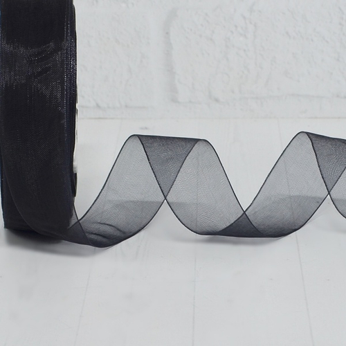 Лента органза 2,5см х 45м "чёрный" 1 шт