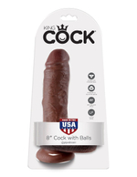 Коричневый фаллоимитатор 8  Cock with Balls - 21,3 см.