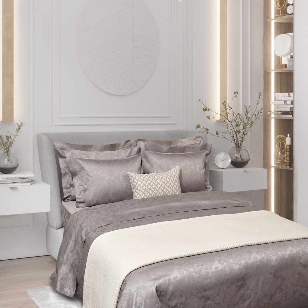 Постельное белье 2 спальное евро Сlaire Batiste Blavet серо-коричневое