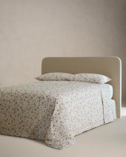 ZARA HOME ПОДОДЕЯЛЬНИК С ЦВЕТОЧНЫМ УЗОРОМ (200 НИТЕЙ), ЖЕЛТОВАТО-БЕЛЫЙ