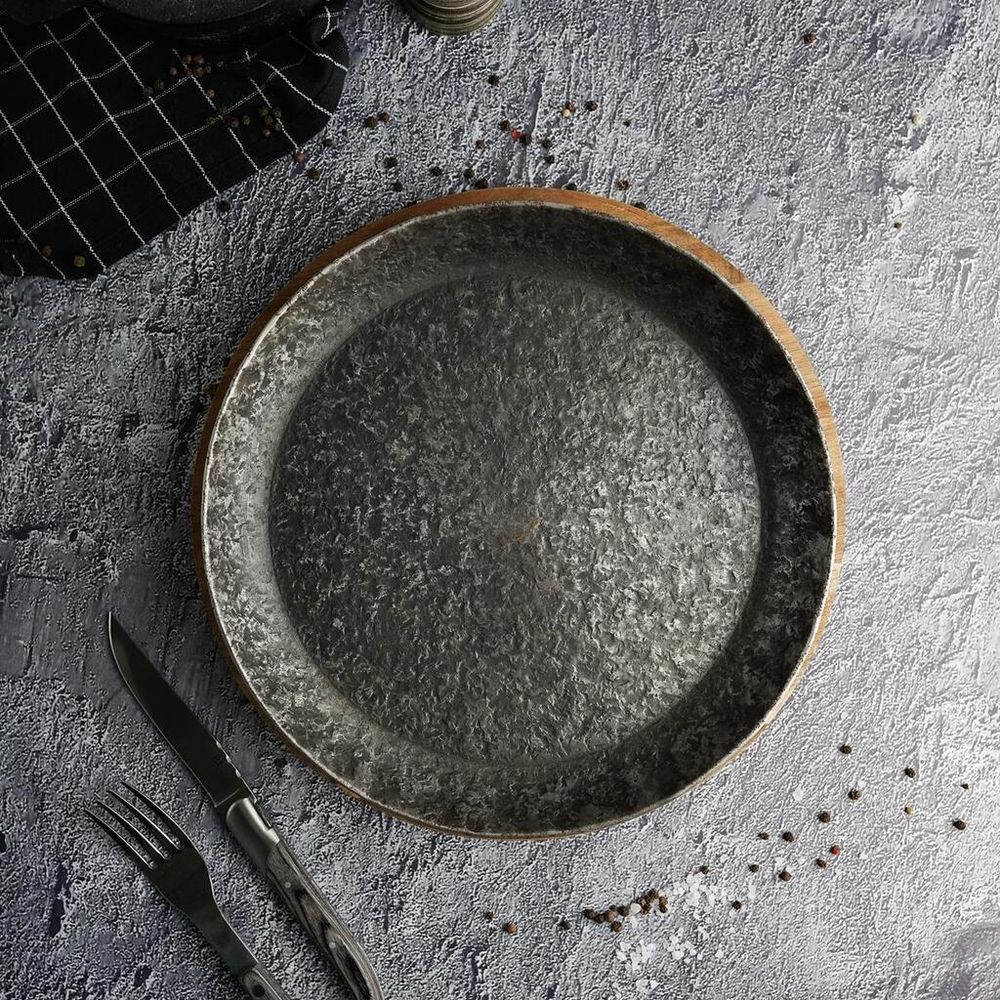 Сковорода для подачи 26 см h3,1 см круглая без ручки " " углерод. сталь ИНДУКЦИЯ P.L.