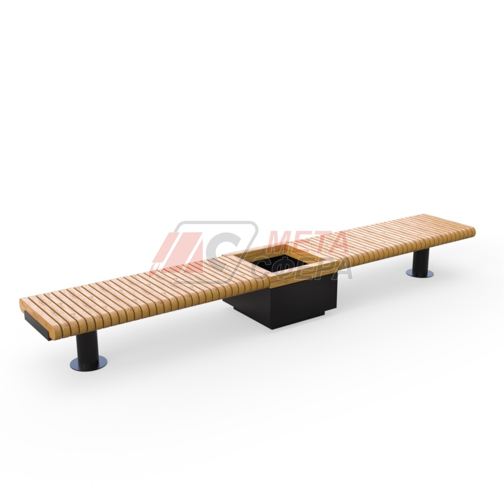 Лавка Rail Road 01 двойная с вазоном