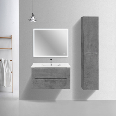 База под керамическую раковину Mia Slim 900 подвесная, 2 выкатных ящика soft close, Beton, , шт