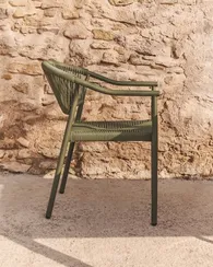 Уличный стул Livadia из зеленого алюминия и веревки