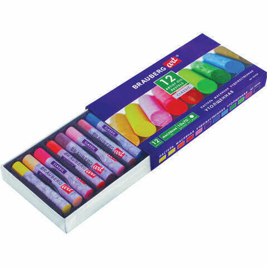 Масляная пастель "BRAUBERG ART "CLASSIC", 12 цветов УТОЛЩЕННАЯ