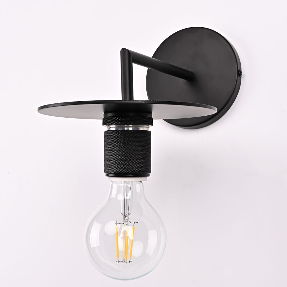 Бра Rh Utilitaire Knurled Disk Shade Sconce Black By Imperiumloft