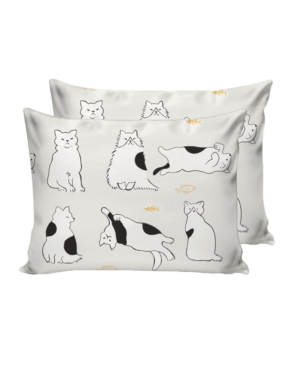 Постельное белье Сказка "Котики на сером" 2-спальный Наволочка 50х70 см 2 шт Простынь 240х215 см Пододеяльник 175х215 см, перкаль