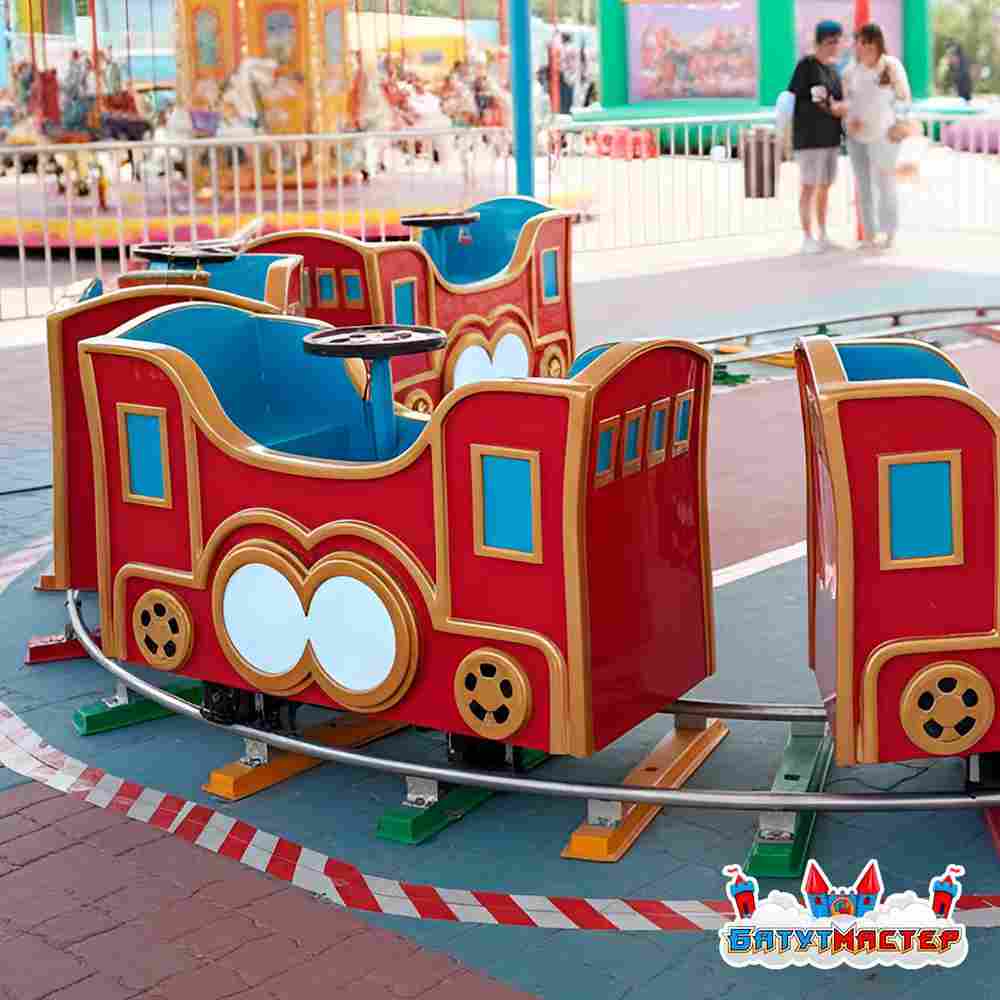Аттракцион рельсовый для малышей «Радуга Счастья», 3 вагона, 12 мест