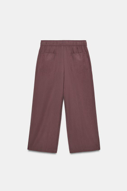ZARA БРЮКИ-ПИЖАМА BALLOON, ТЕМНО-БАКЛАЖАНОВЫЙ