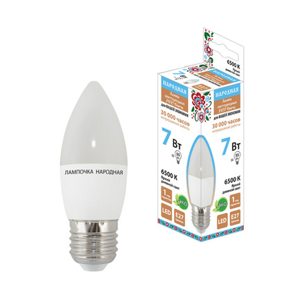 Лампа светодиодная матовая Tdm Electric Народная, E27, FC37, 7 Вт, 6500 K, дневной свет