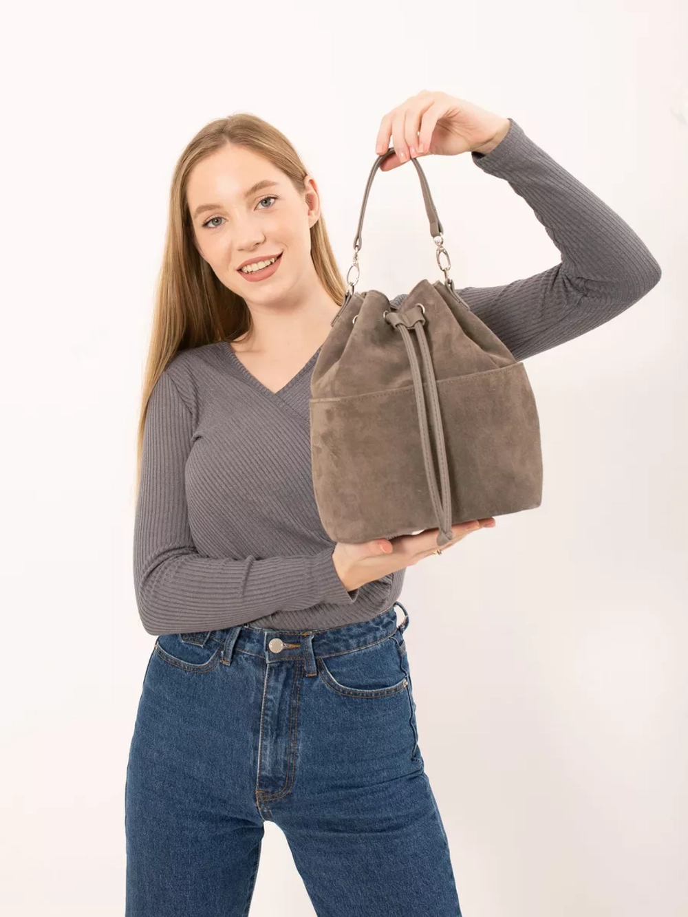 сумка через плечо маленькая натуральная замша