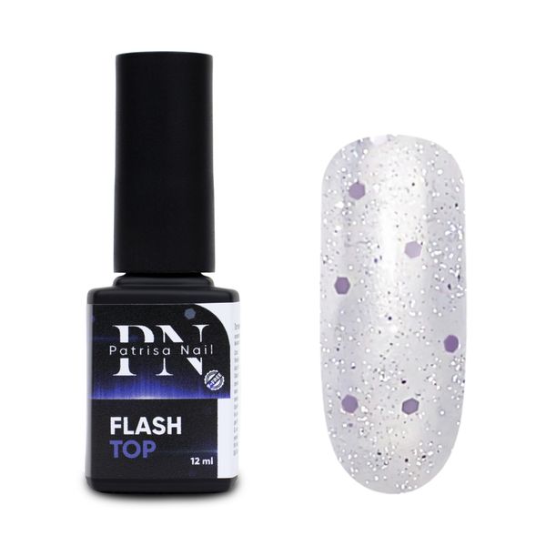 Patrisa Nail, Топ-гель без липкого слоя со светоотражающими блестками Flash Top 12 мл