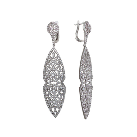 Серьги с кубиком циркония из серебра 925 пробы JA-S-С1510610