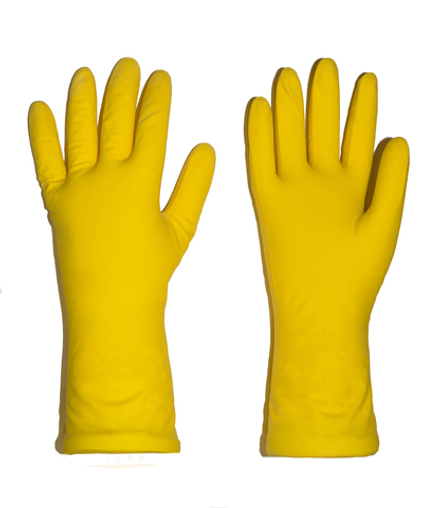 Перчатки хозяйственные латексные с хлопковым напылением Лотос