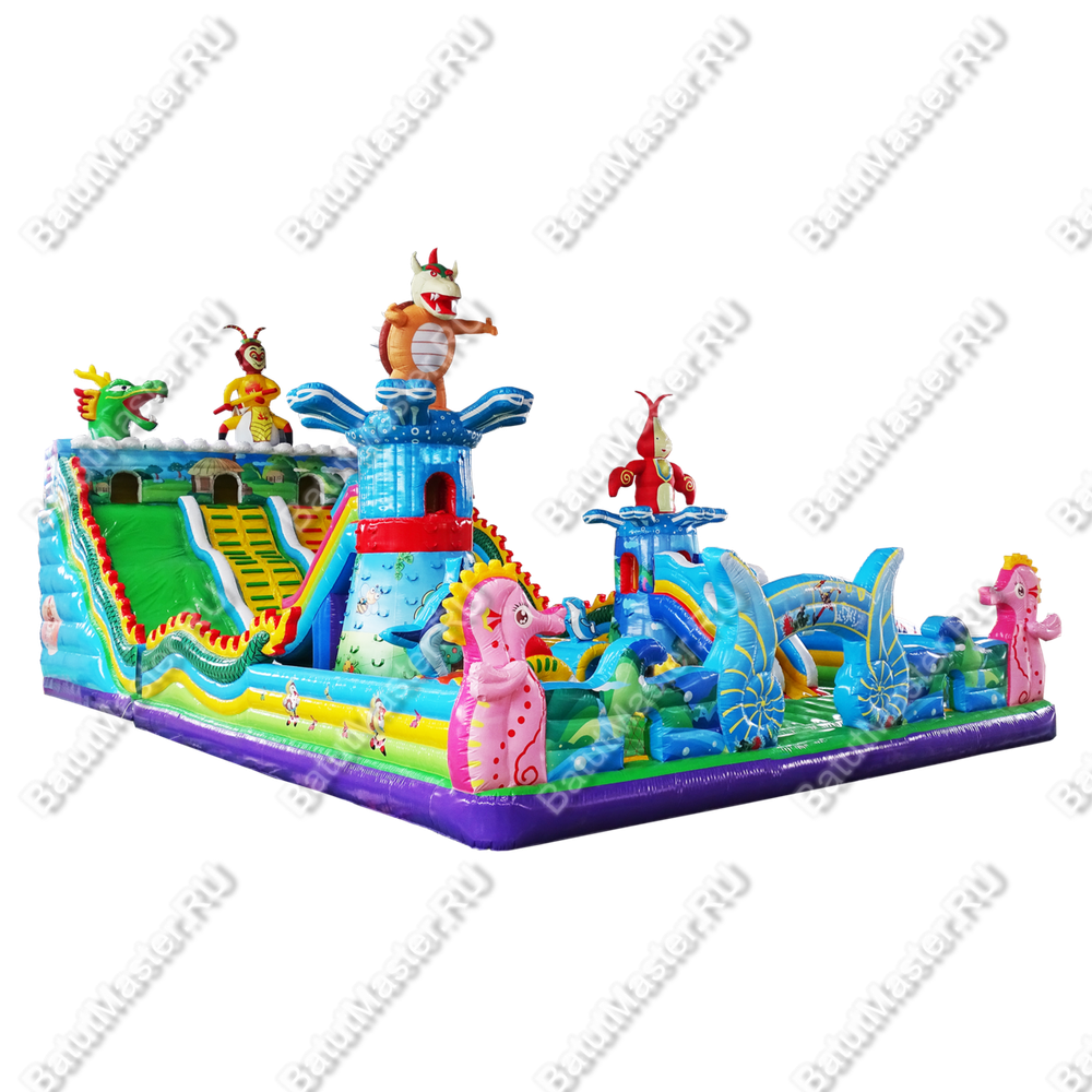 Коммерческий надувной батут "Затерянный остров 2" 20*10*7 м