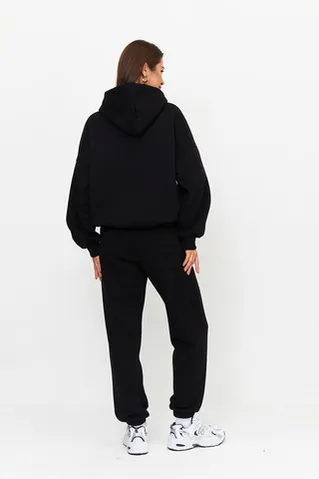 Утепленное худи свободного кроя черного цвета