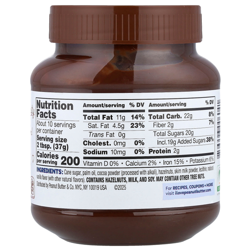 Peanut Butter & Co., Спред из фундука, темный шоколад и фундук, 369 г (13 унций)