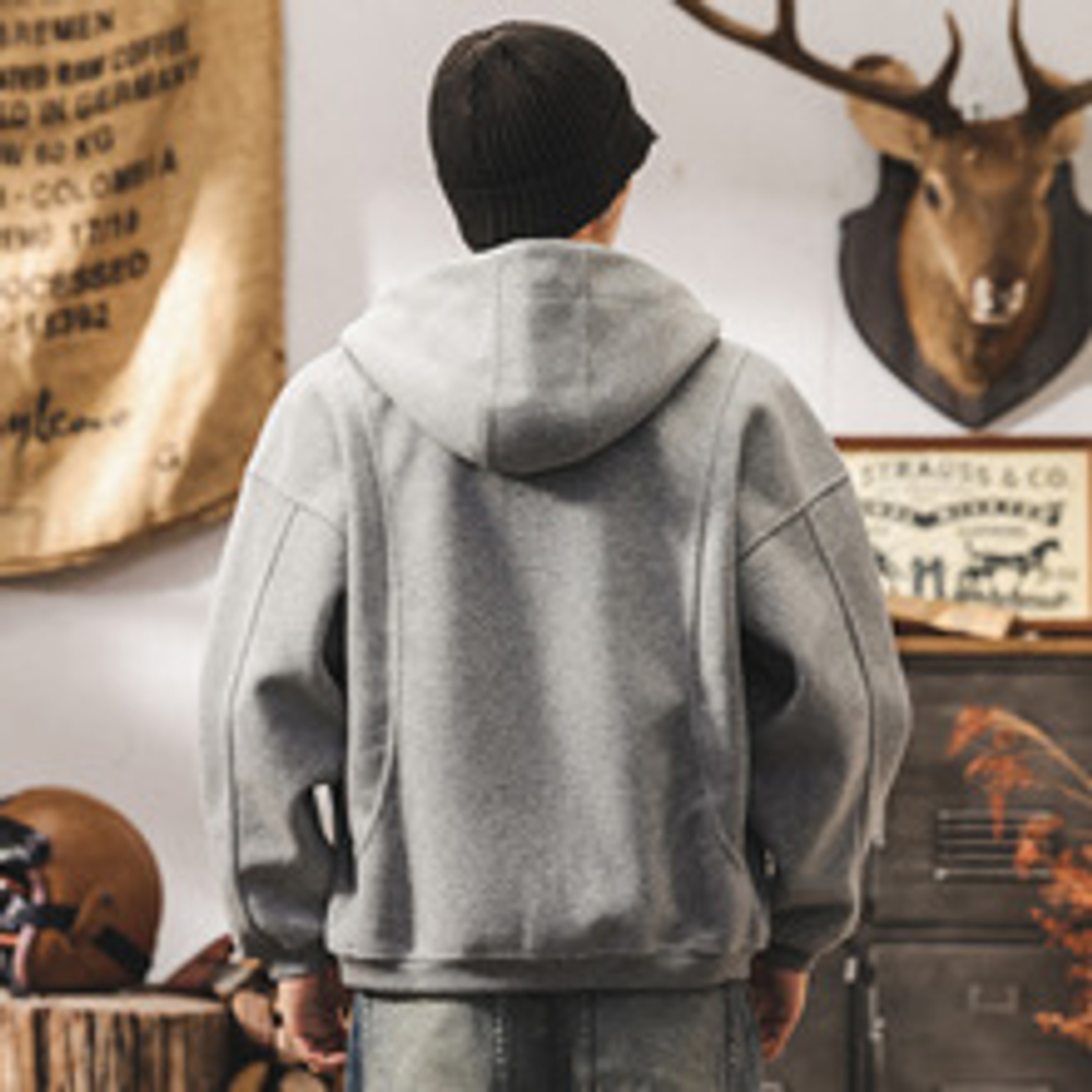 Кардиган с капюшоном и двойной молнией, мужской осенне-зимний сезок