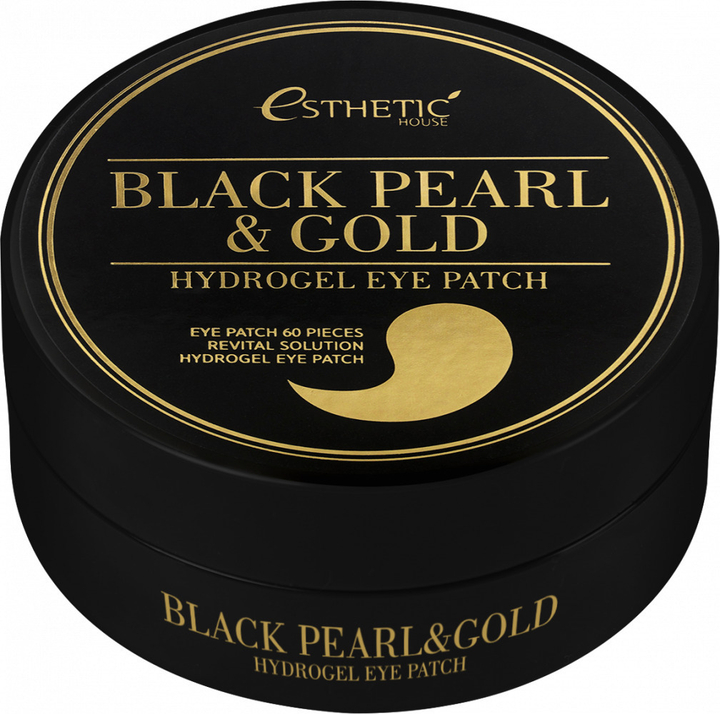 Патчи для глаз Esthetic House Black Pearl and Gold Hydrogel EyePatch Черный жемчуг и золото гидрогелевые 60 шт