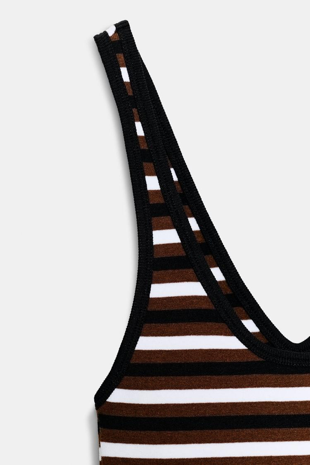 ZARA ТОП НА БРЕТЕЛЯХ В ПОЛОСКУ, КОРИЧНЕВЫЙ/БЕЛЫЙ