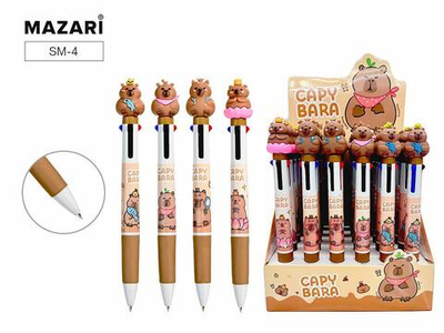Ручка шариковая автомат,0,7мм,4цв КАПИБАРА (Mazari)